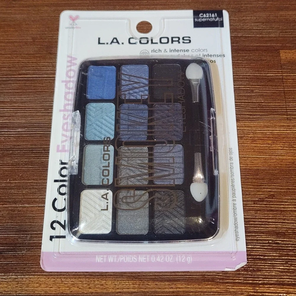 L. A. Colors 'Smokey'‎ 12 Color Eyeshadow Pallet 'SUPERNATURAL' C62161 Satin New